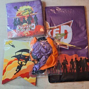 Knocked Down Party‎ Decoration Bundle Tablecloth Napkins Balloons Banner Orange